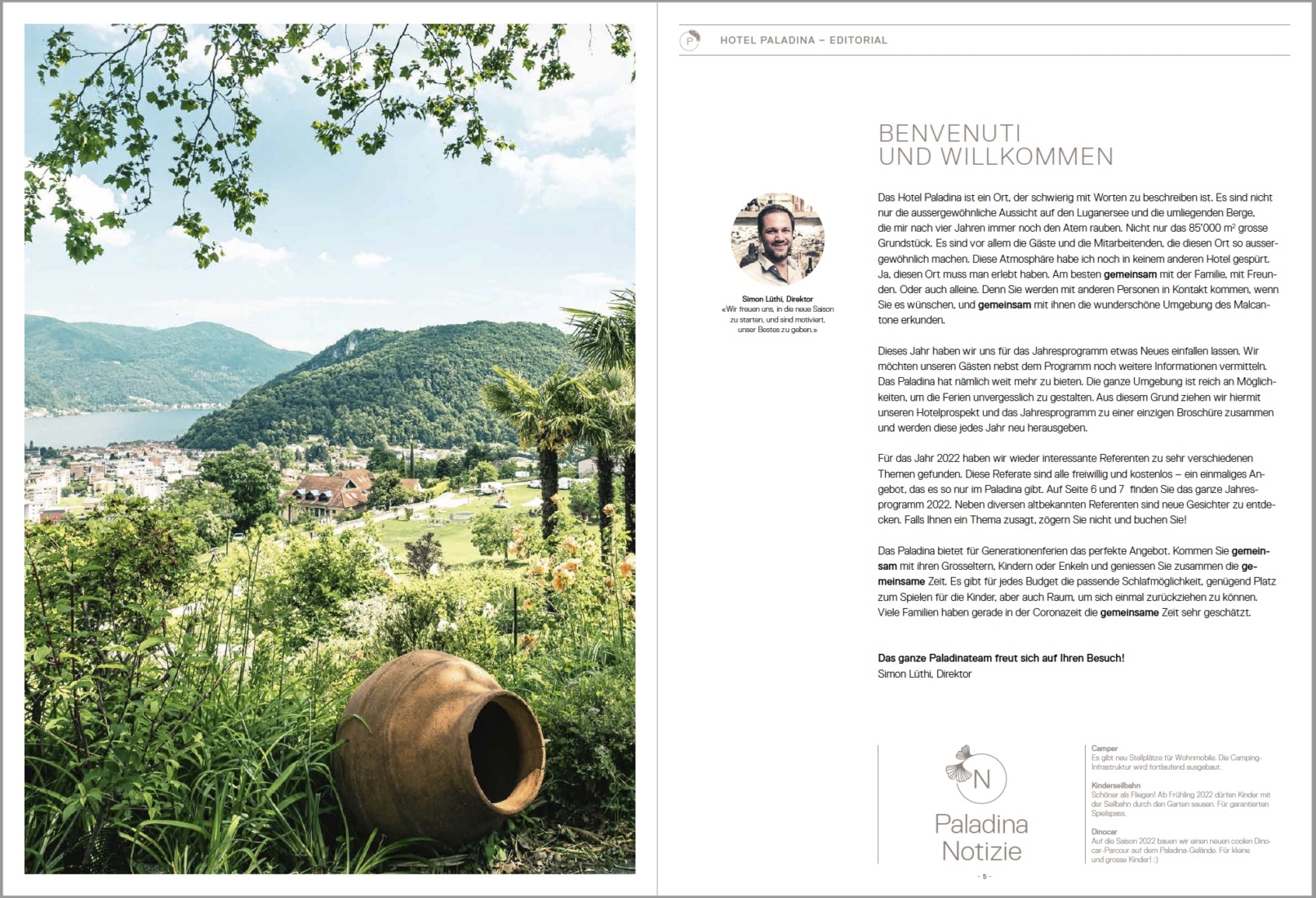 Prospekt Hotelftografie Paladina im Tessin, Schweiz